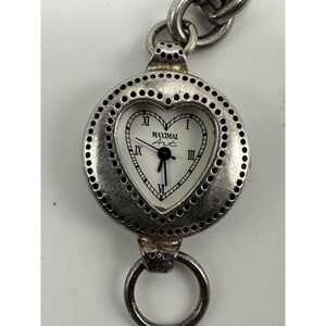 Maximal Art 1996 John Wind New Battery Ladies Heart Charm Watch 24MM 7" S44